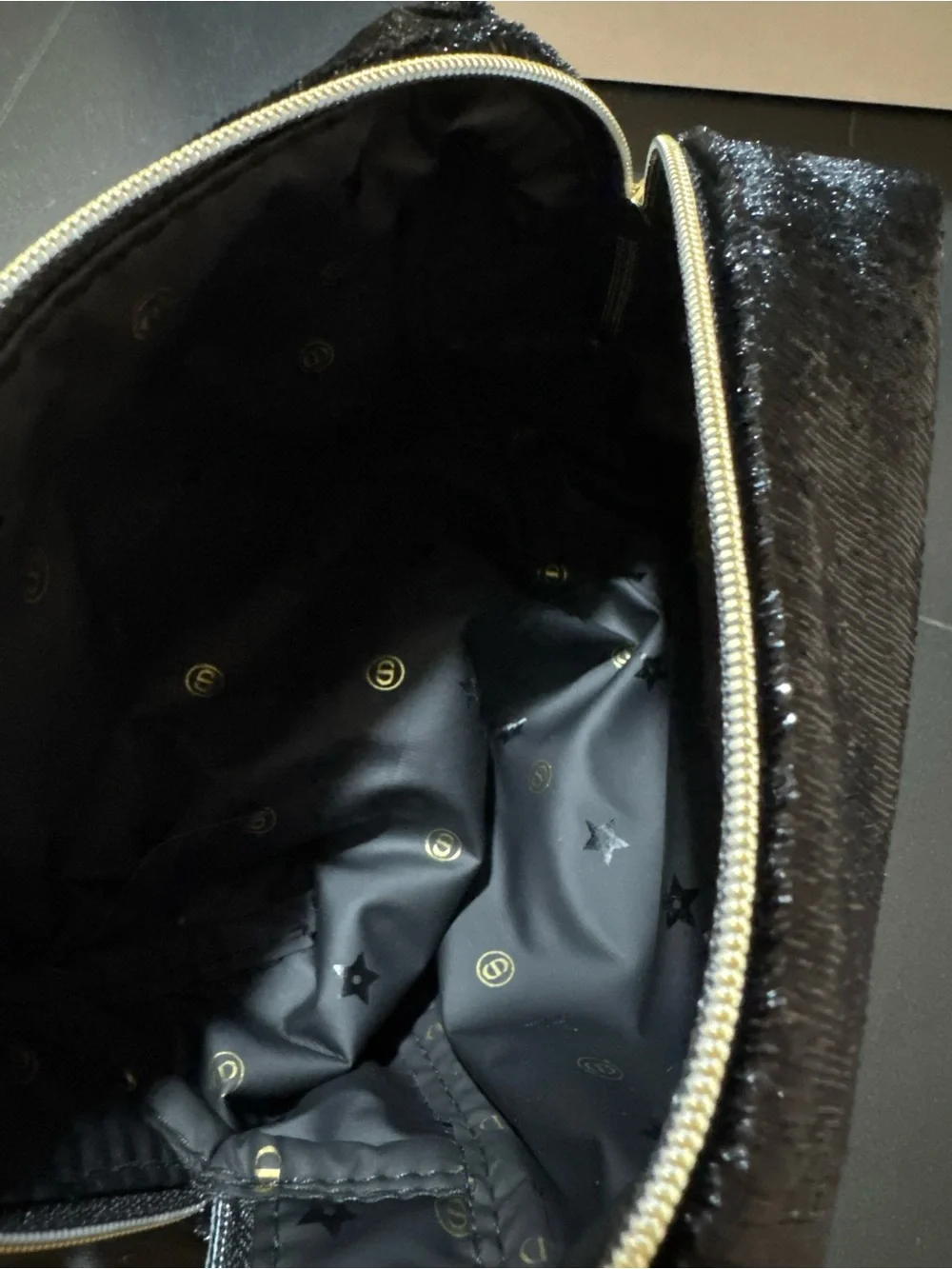 Dior Black Velvet Cosmetic Case with Gold CD Emblem